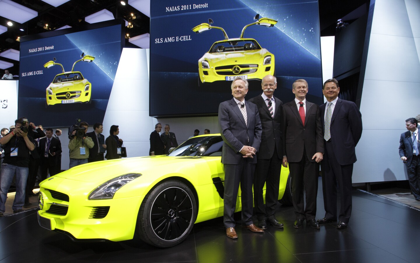 The SLS AMG E-Cell at the 2011 Detroit auto show