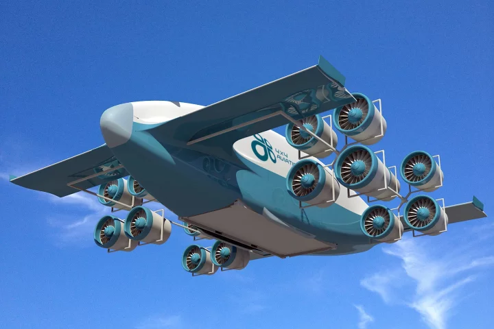 A hybrid VTOL cargo plane concept by 4x4 Aviation is intended to carry truck-sized loads at nearly 200 mph (320 km/h)