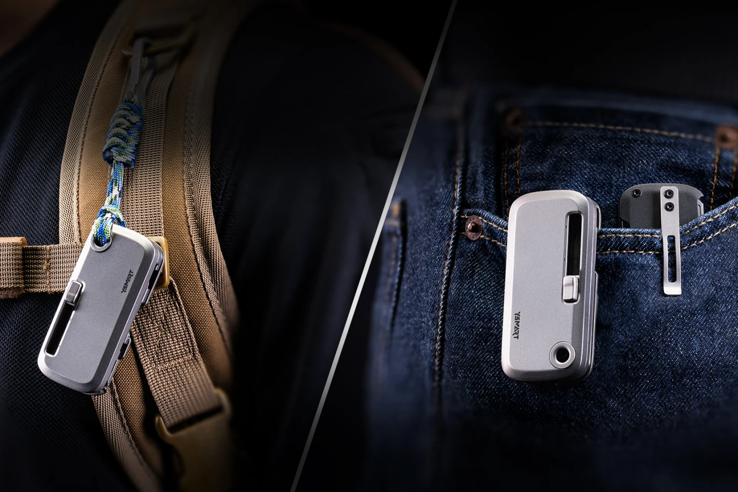 The multitool can be carried via a lanyard hole or a pocket clip