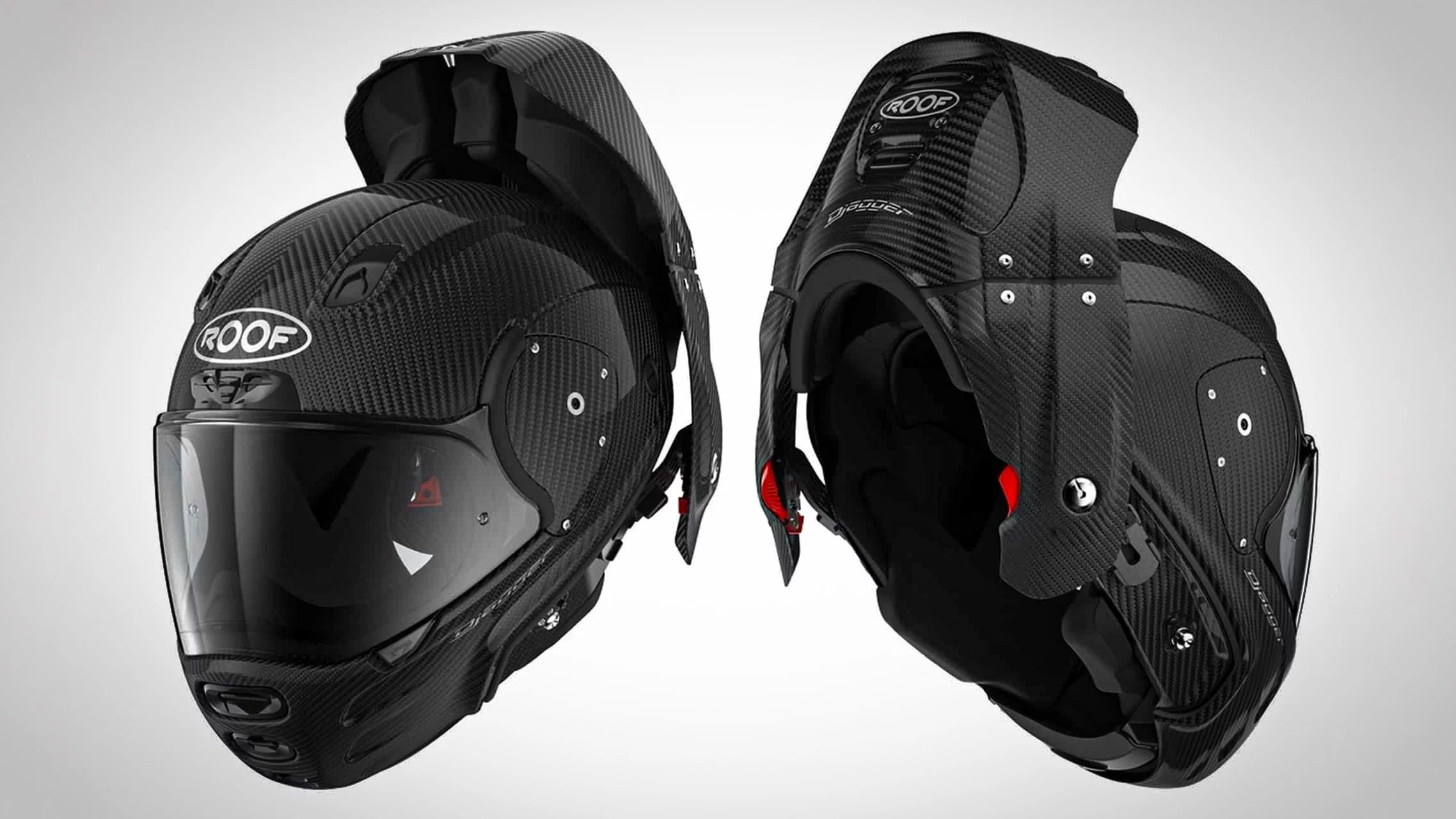 Roof's ingenious helmet design doesn't require a chin strap Roof's ingenious helmet design doesn't require a chin strap