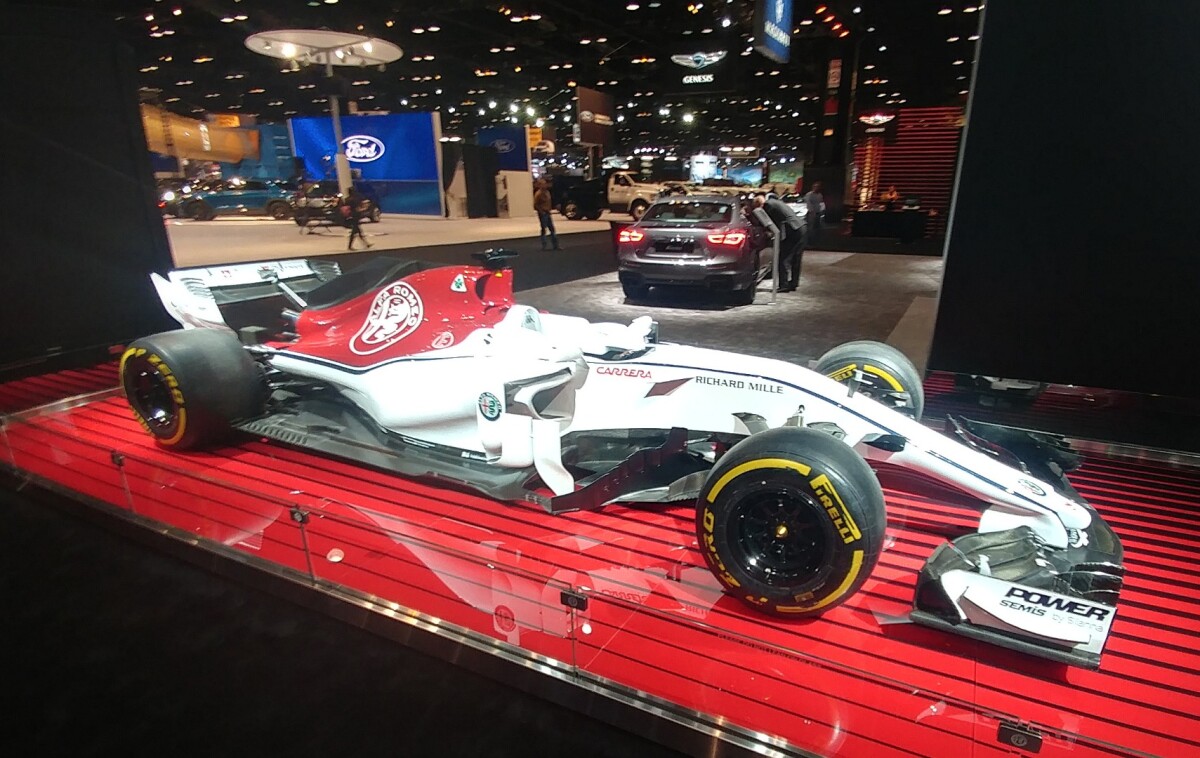 The Alfa Romeo display at the 2019 Chicago Auto Show