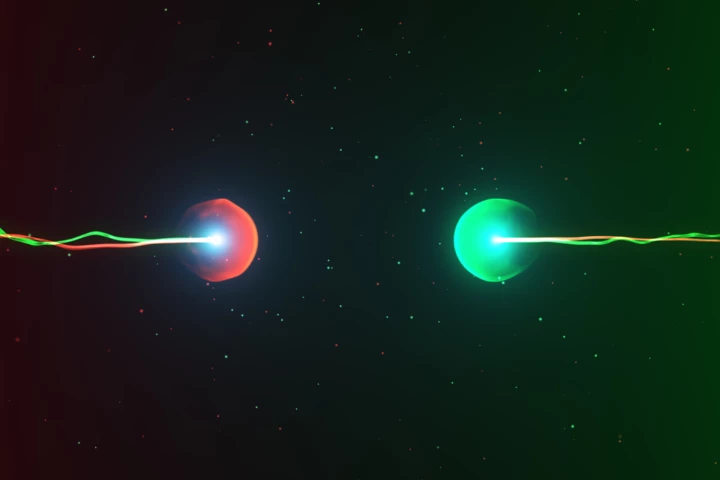 Two particles ready to collide with one another