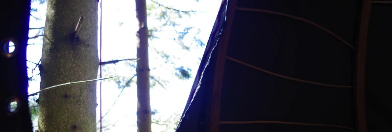 The interior of the Tree Tent can include a water storage tank and pump, underfloor battery pack, and a bio-fuel stove