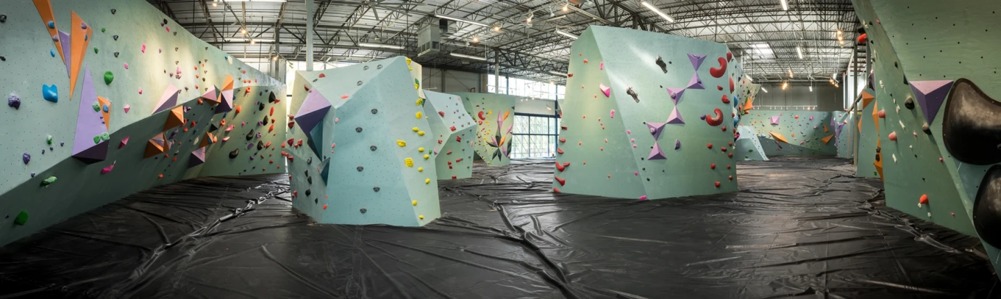 Climbing sections at the Austin Bouldering Project are rotated twice a week to create new runs