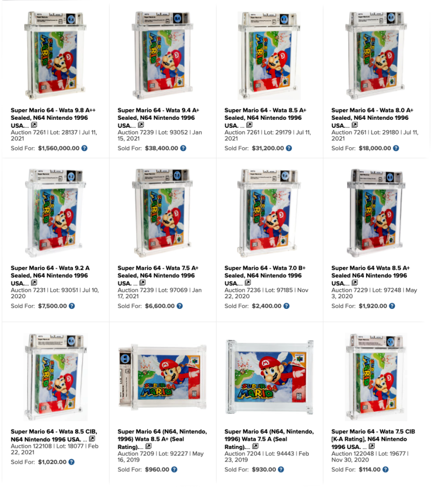 The previous sales history for this 25 year old video game on the Heritage Auctions site suggest anyone with a Wata-graded copy higher than 8.0 might well have won the lottery.