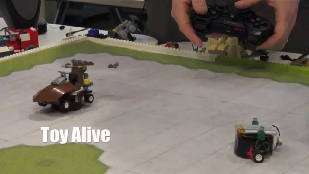 The Toy Alive Lego prototype developed at the Sony Computer Science Laboratories can be controlled with a PlayStation controller (Photo: The Japan Times)
