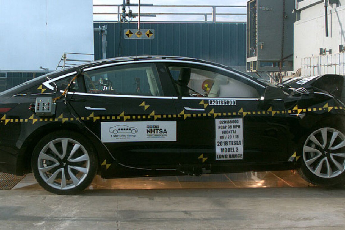 Tesla Model 3 Puts In Five Star Crash Test Performance