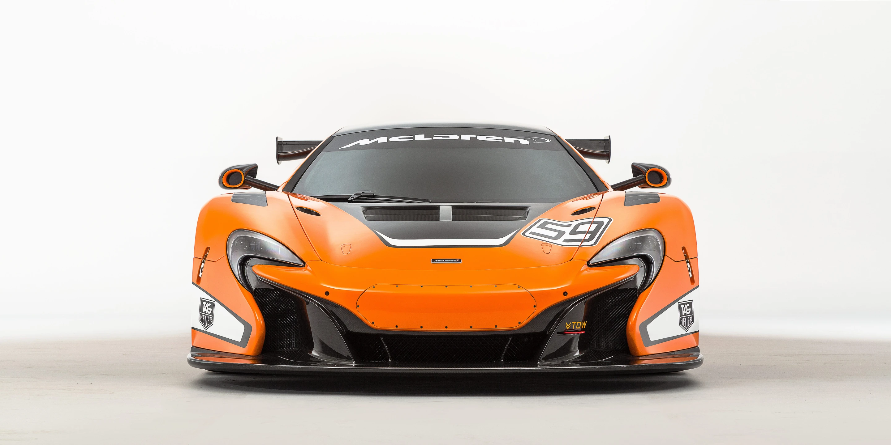 The McLaren 650S GT3 has a more aggressive front splitter than the road-going car