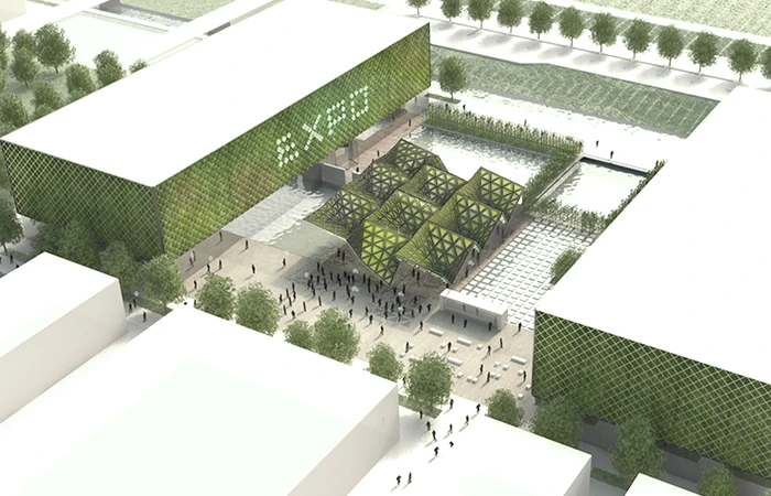 The larger bio-digital urban algae canopy planned for Expo Milan 2015.