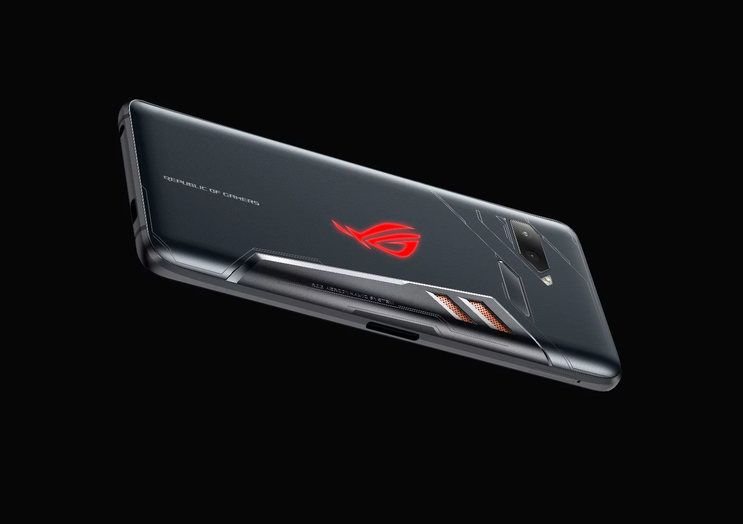The ROG Phone has USB-C ports to the bottom and side, the latter allowing cables to be attached when playing in landscape mode so that hands remain free of obstructions