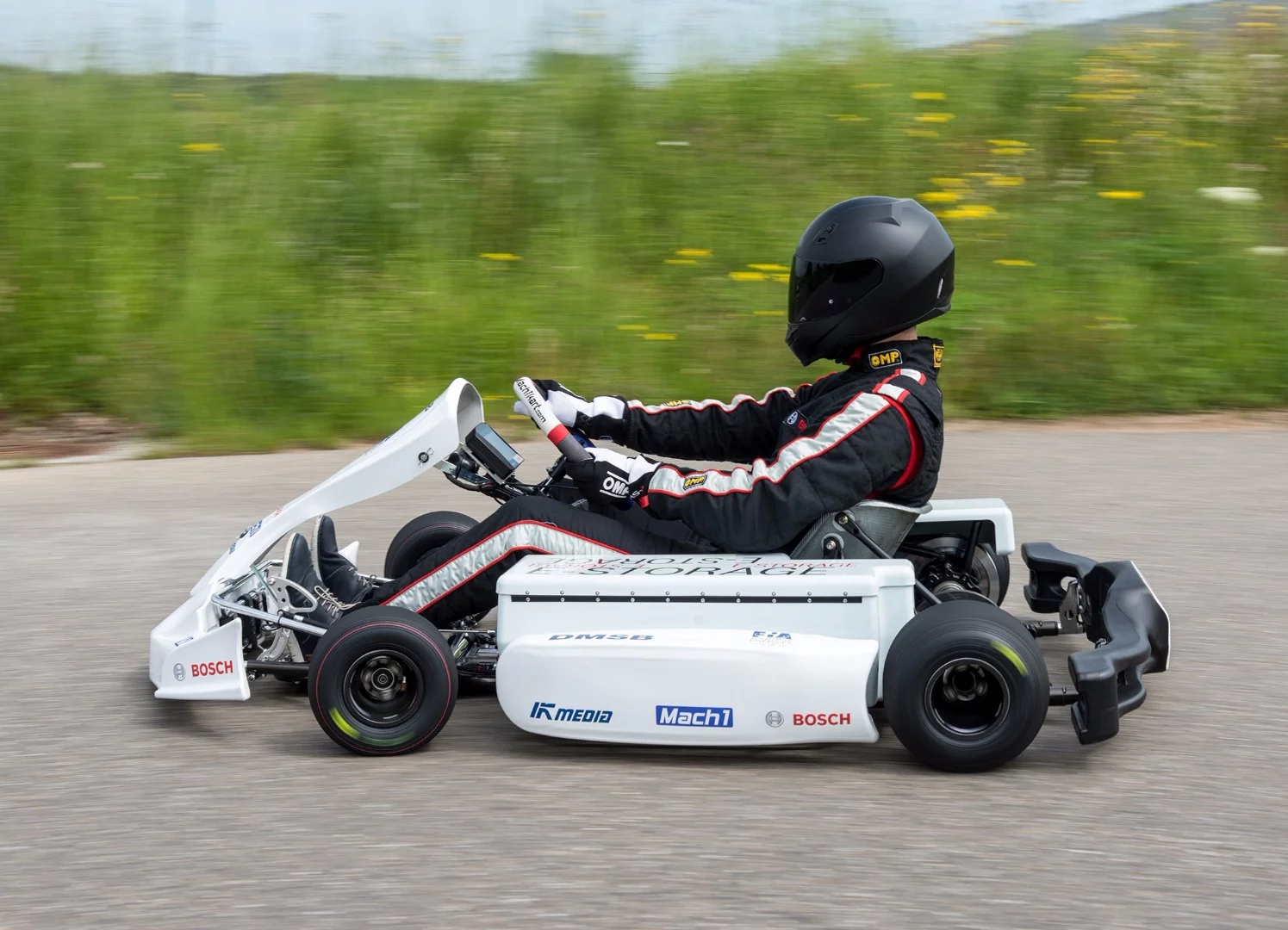 The prototype e-kart will hit 100 km/h (62 mph) in under five seconds