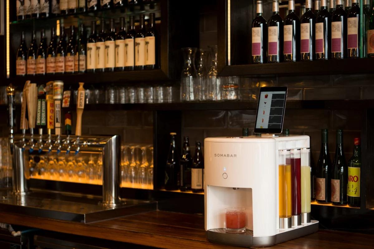 The Somabar allows thirsty users to select craft cocktails from a mobile app and have them in their hands in seconds