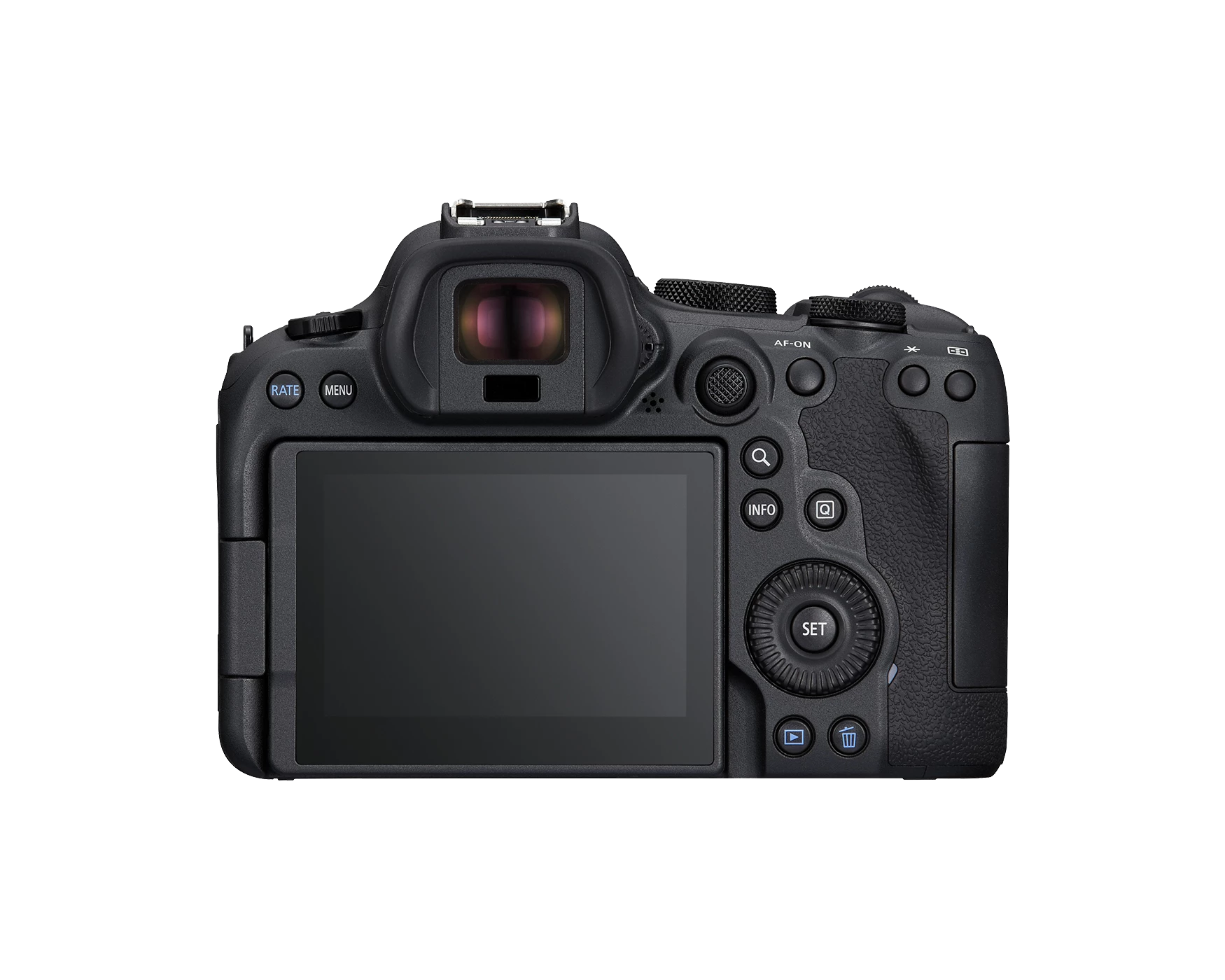 The EOS R6 Mark II sports a high-resolution OLED viewfinder and vari-angle LCD touch monitor