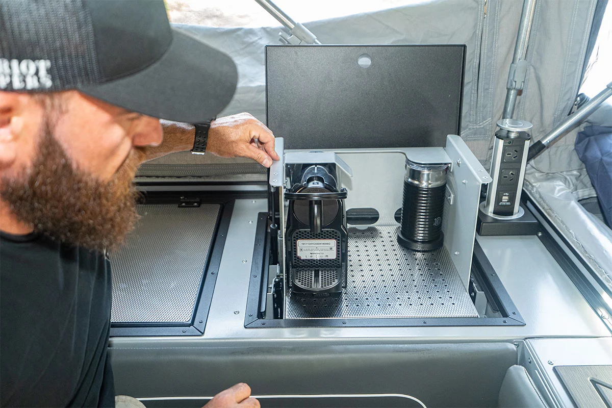 Pull out the pop-up cafe and you have a hotel-style coffee station
