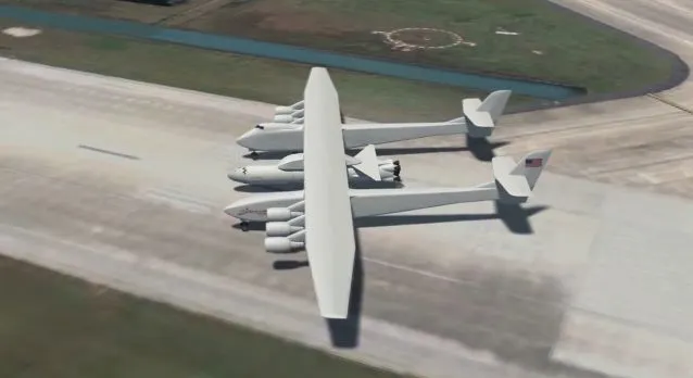 The Stratolaunch carrier aircraft would take off from a large airport/spaceport