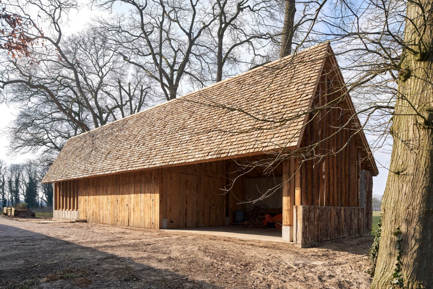 The Sixteen Oak Barn is made from largely reclaimed oak trees