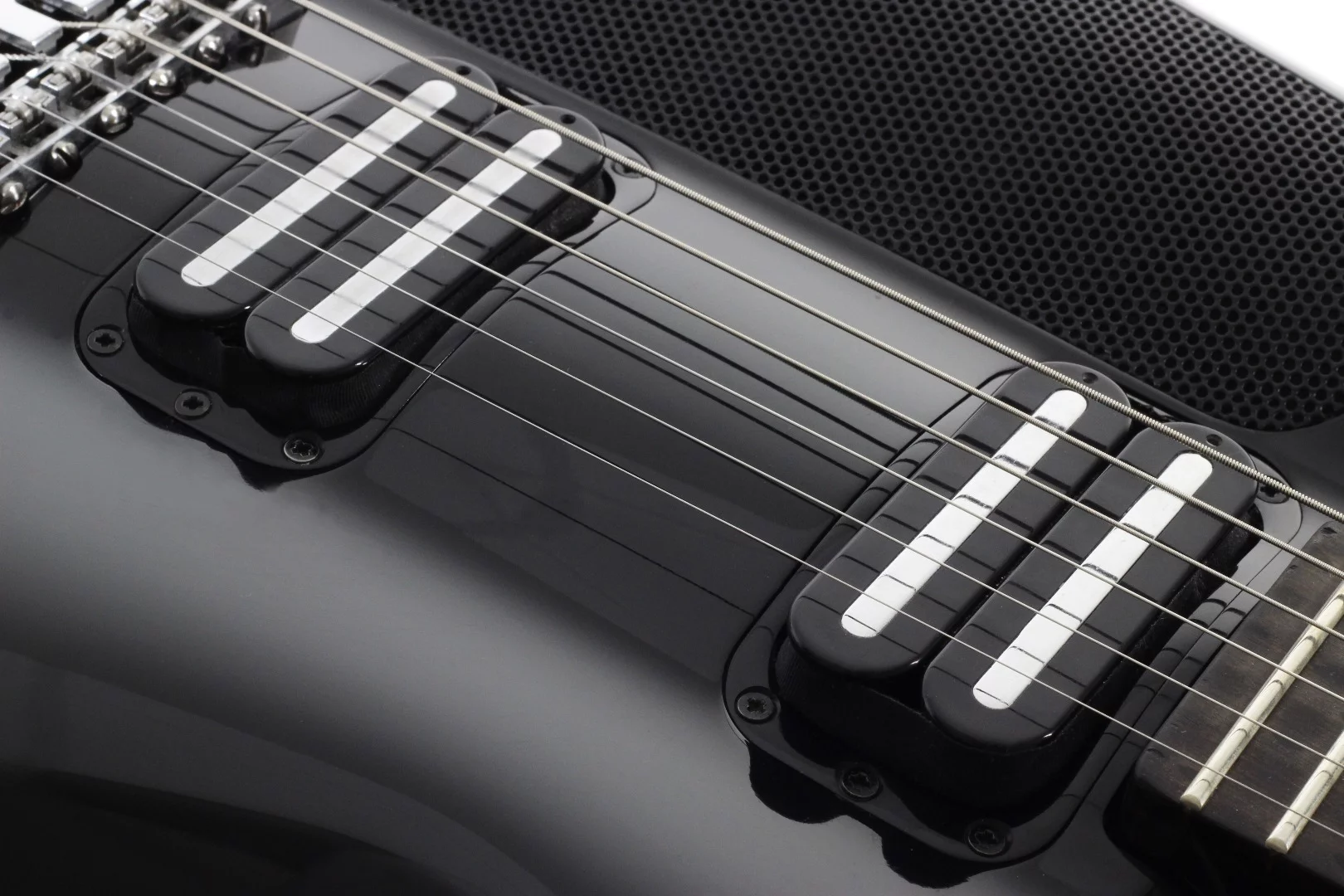 The Fusion Guitar has two hot rail humbucking pickups