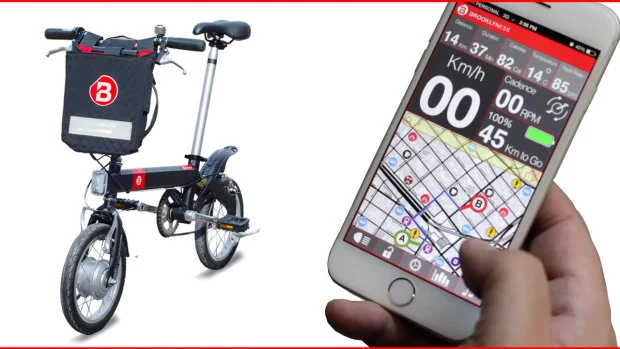 The CMYK 4.0 smart folding e-bike communicates sensor data to the mobile app