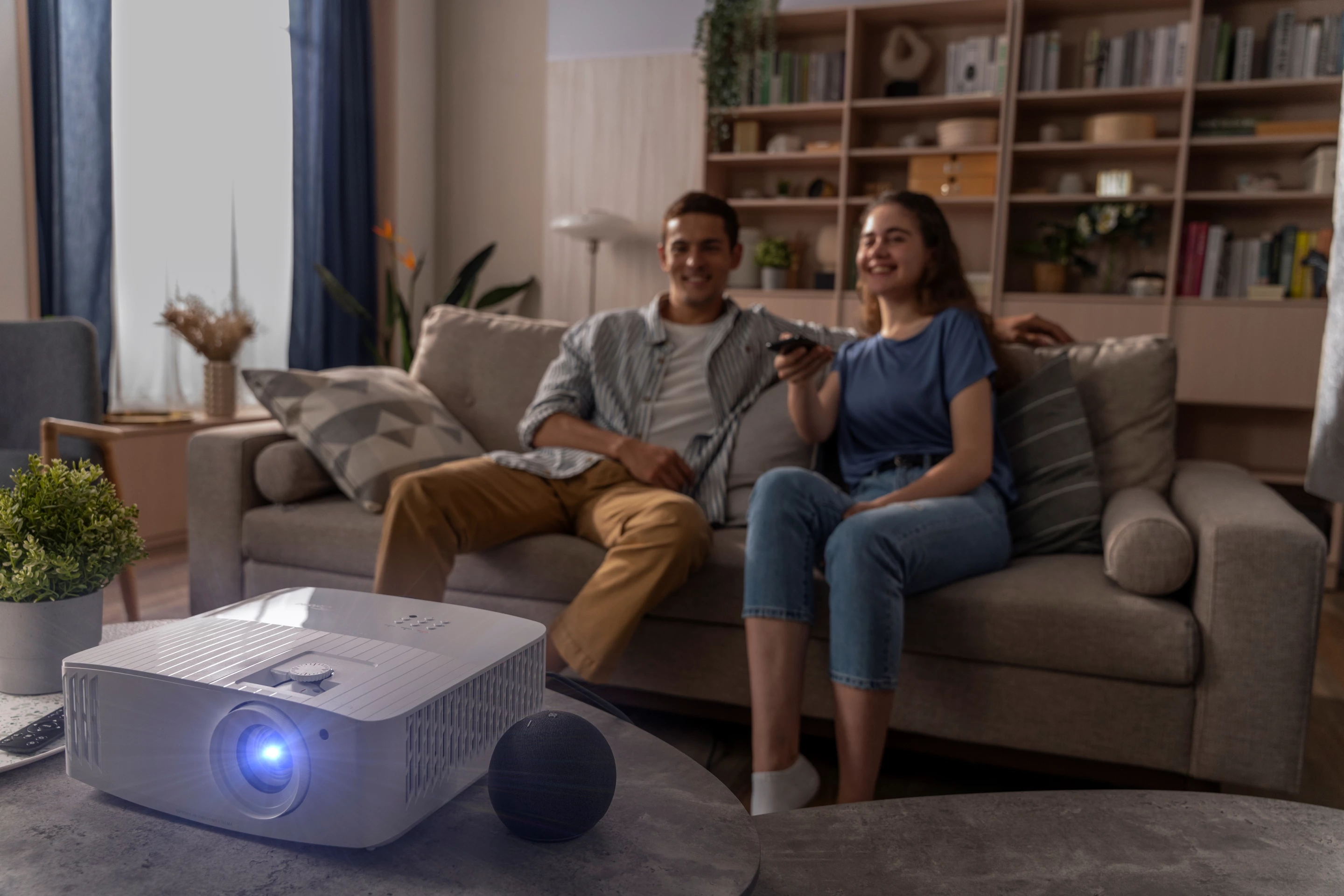 The UHD55 4K projector supports 97 percent of the DCI-P3 color gamut, puts out 3,600 ANSI lumens and can throw images at over 300 diagonal inches