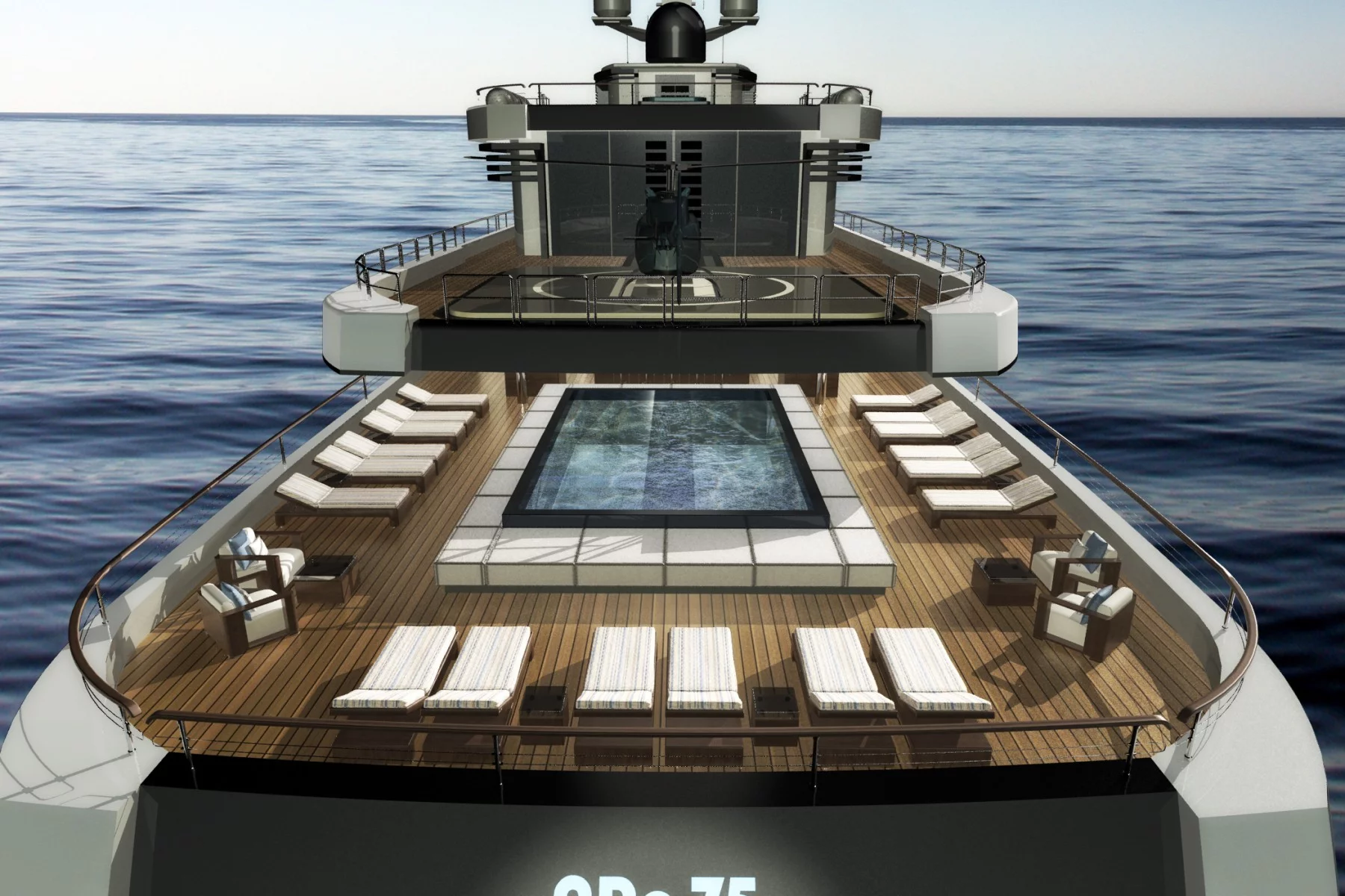 The helicopter hangar would be housed in the NPe75's upper deck, adjacent to the helipad