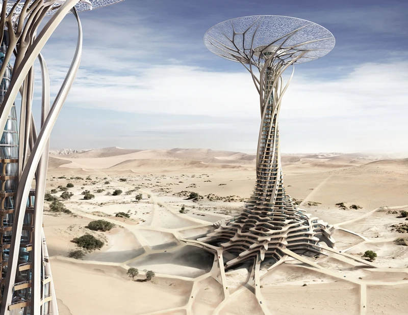 Honorable Mention - Sand Babel: Solar-Powered 3D-Printed Tower by Qiu Song, Kang Pengfei, Bai Ying, Ren Nuoya, Guo Shen (China)