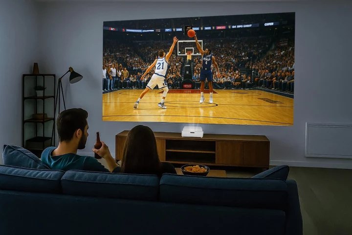 Whether you're watching the game or playing one, Optoma's compact UST projector brings the big screen to small spaces