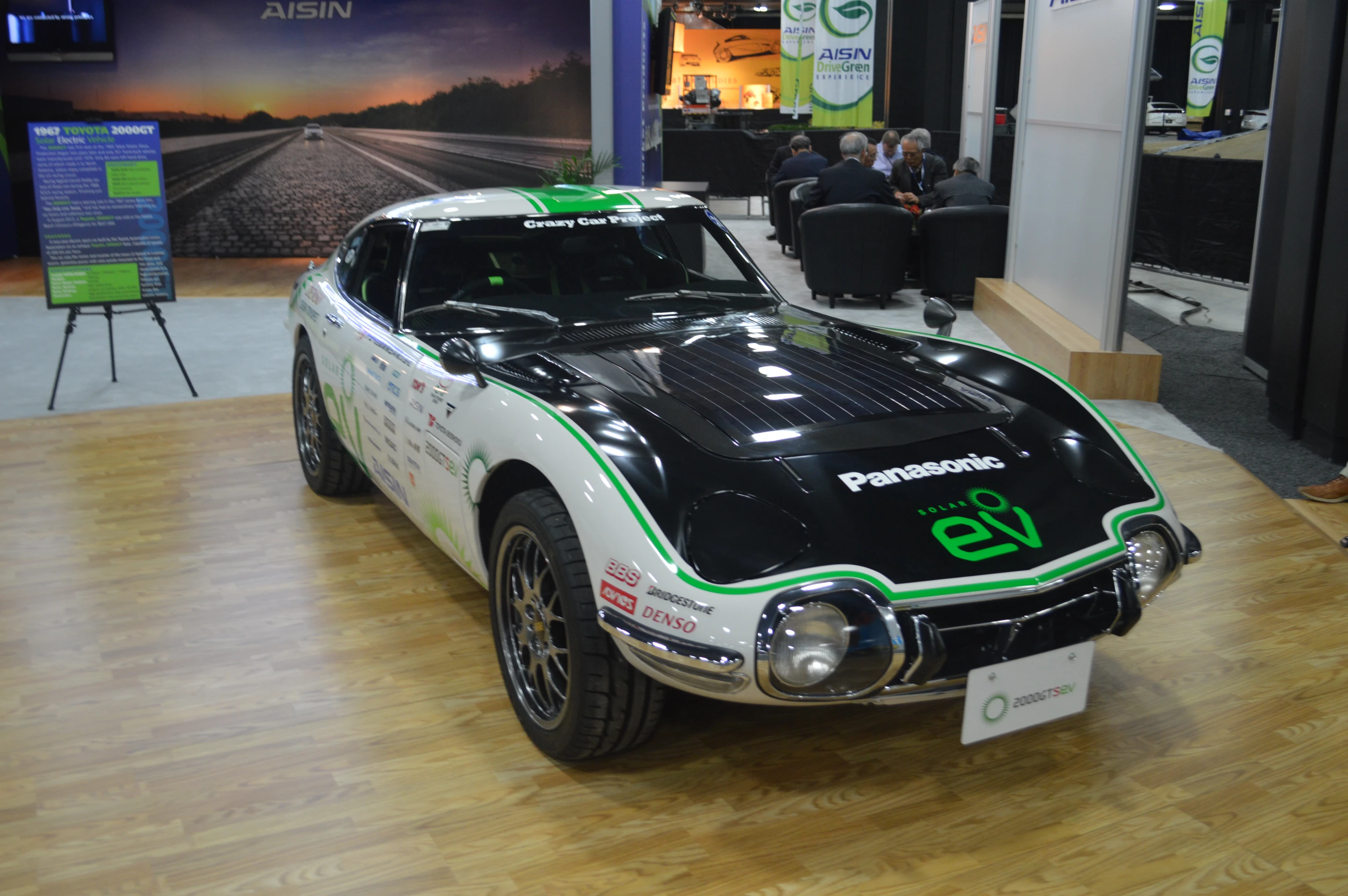 A group of manufacturers transformed a 1967 2000GT into an electric sports car with solar panels