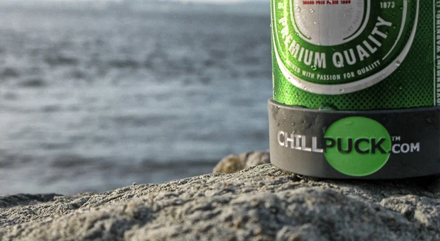 The Chill Puck held to a can with the Chill Band