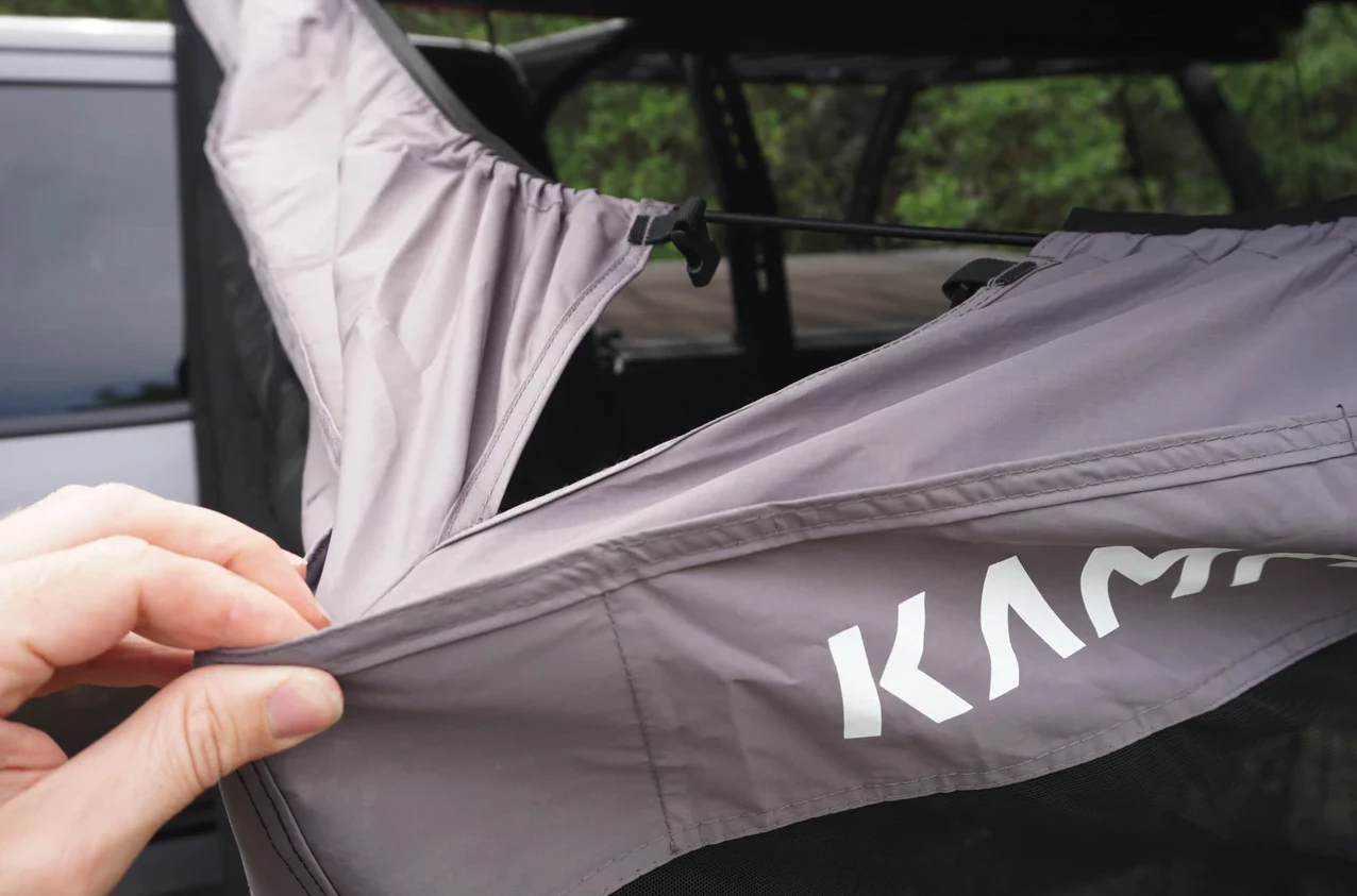The Bug Room and its elastic corners are designed to secure on like the bottom bedsheet