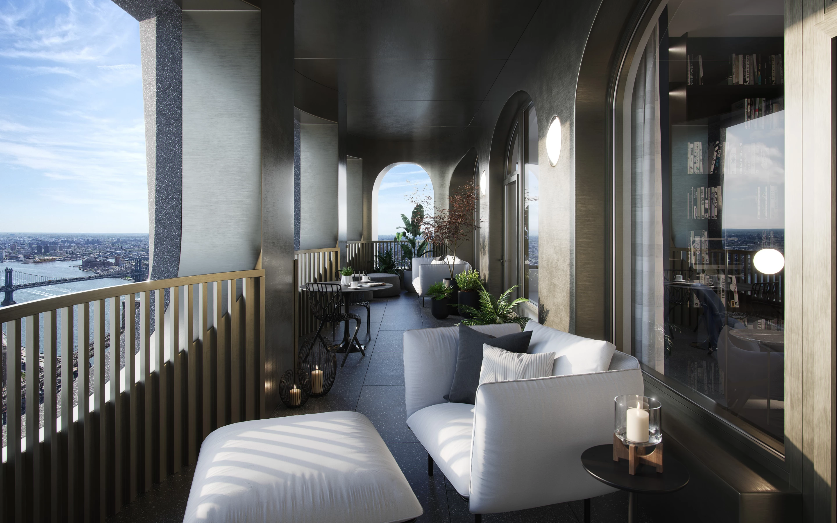 130 William's Aston Martin-designed apartments' balconies are split into several areas