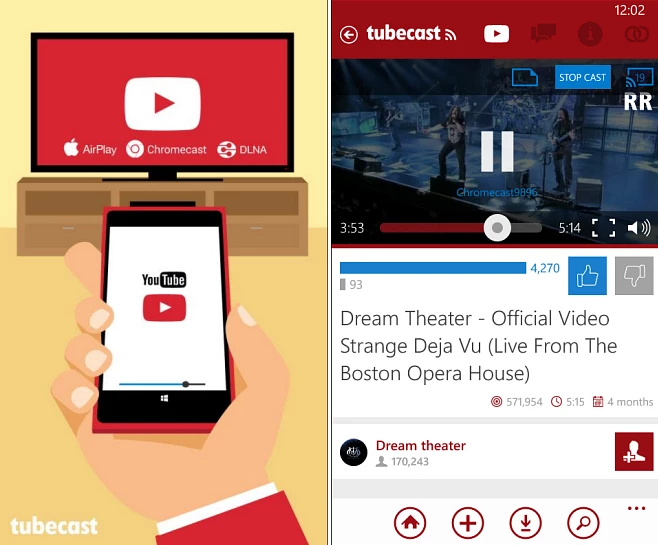 Stream YouTube to Chromecast from Windows Phone with TubeCast