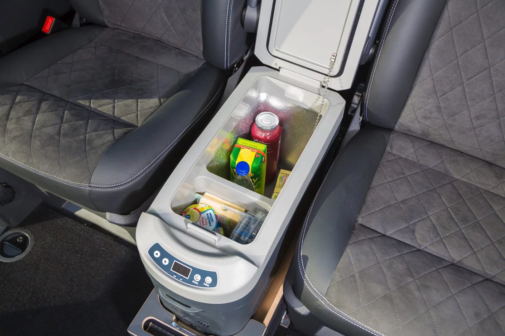 Forget the cupholder - store your cold drink right in the refrigerator for the ride