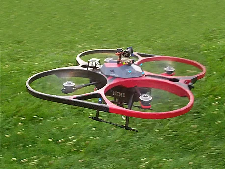 The large propeller guards are an important safety feature of the KittyHawk