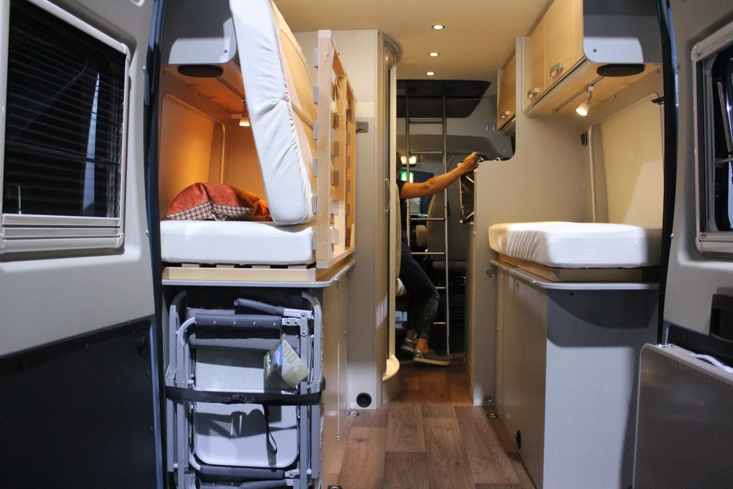 A look inside the rear of the Hymercar Free camper van