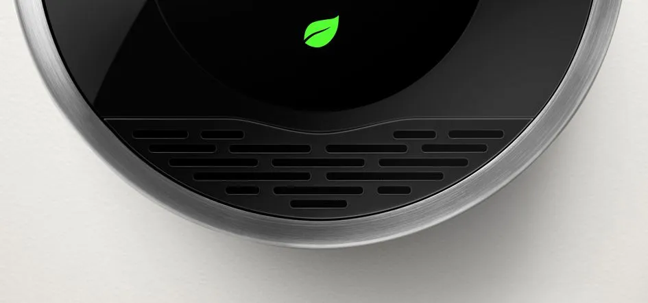 The Nest leaf icon on the display indicates when the energy is being saved