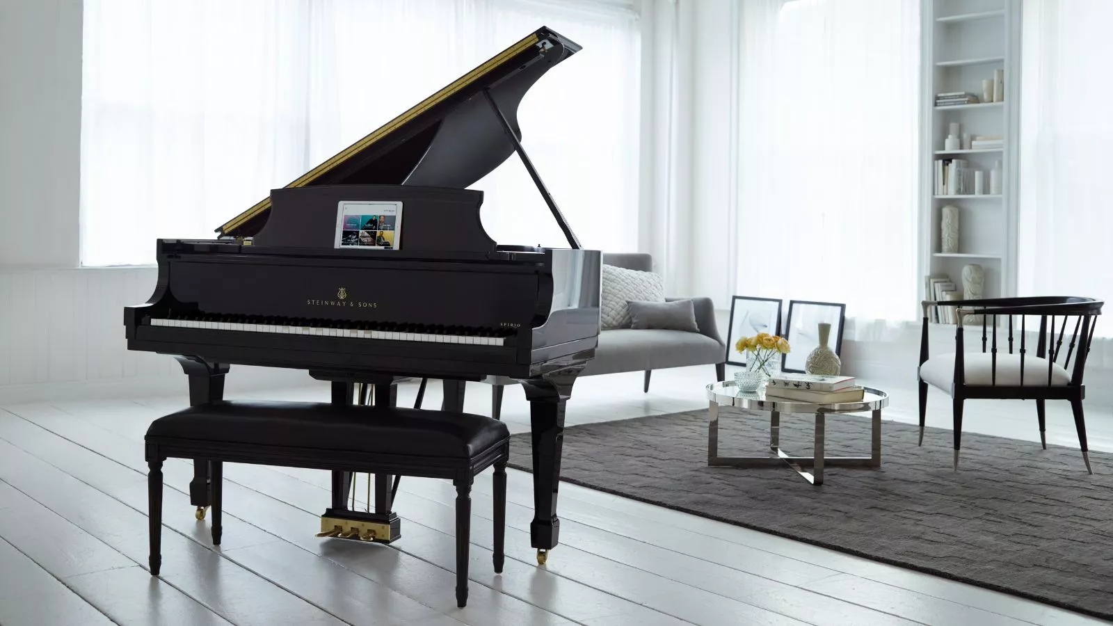 The Spirio | r from Steinway & Sons is available as a Concert Grand Model D or a shorter Model B Grand