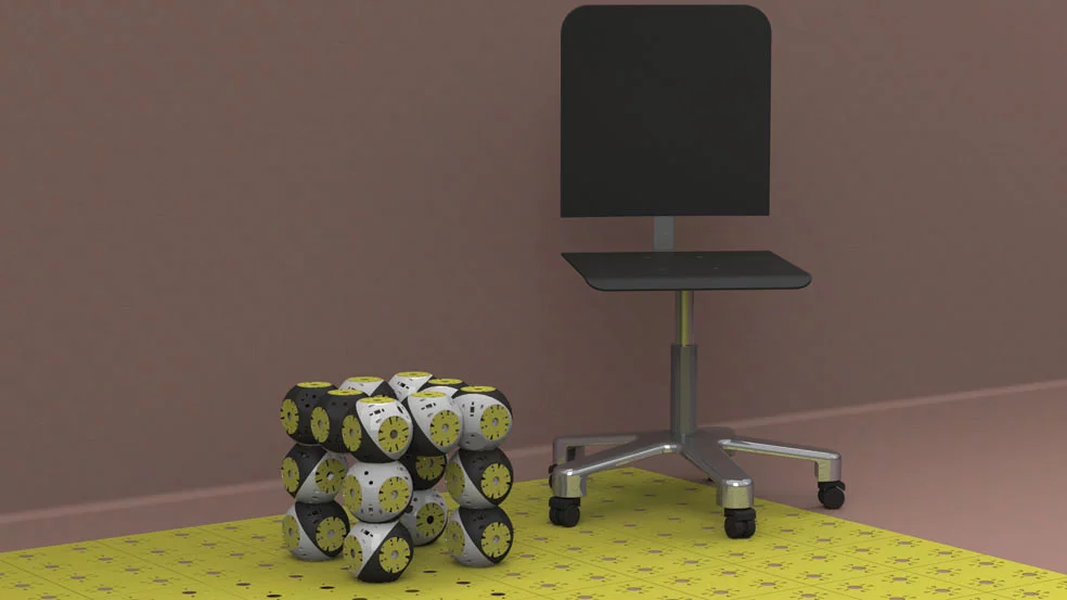 A stool from Roombots modules (Photo: Biorobotics Laboratory, EPFL)