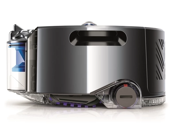 The Dyson 360 Eye uses tank tracks instead of wheels to maintain speed and direction when moving around