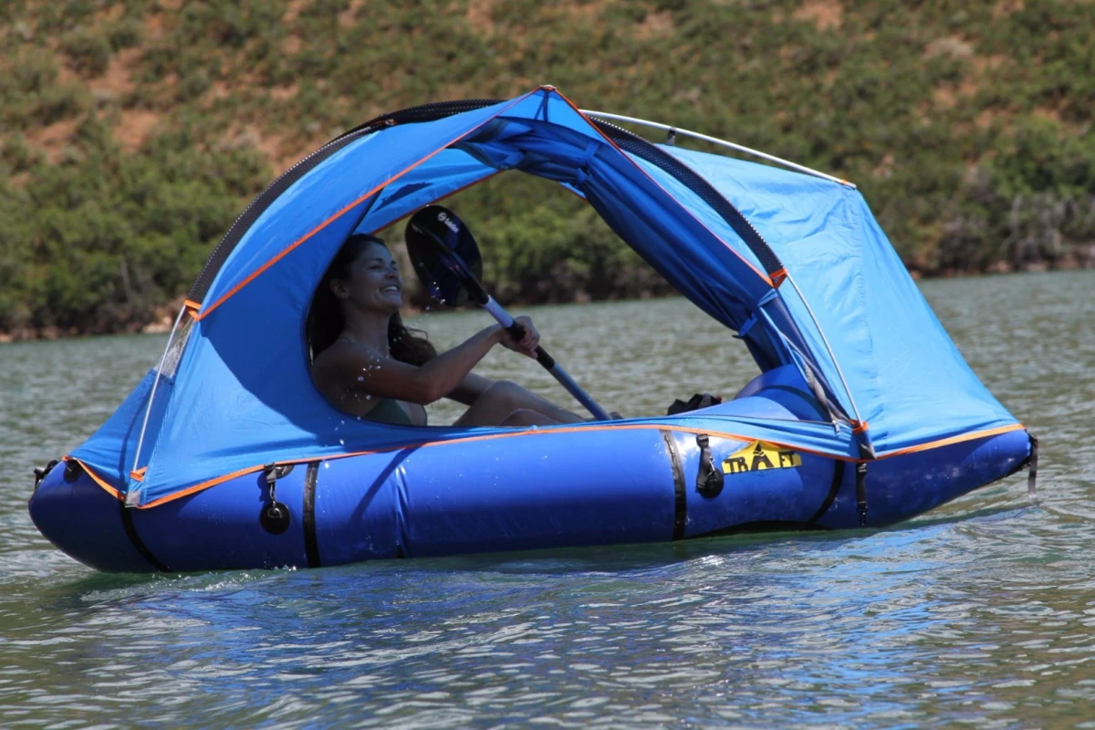 Traft says the tent can be used with the doors open on still water, but only as a sunshade, not for overnight camping