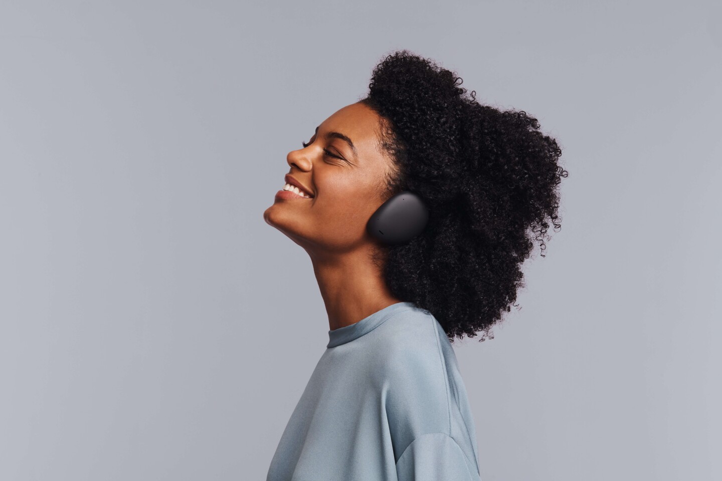 The Human Headphones won't flatten your hair with an over-the-head band