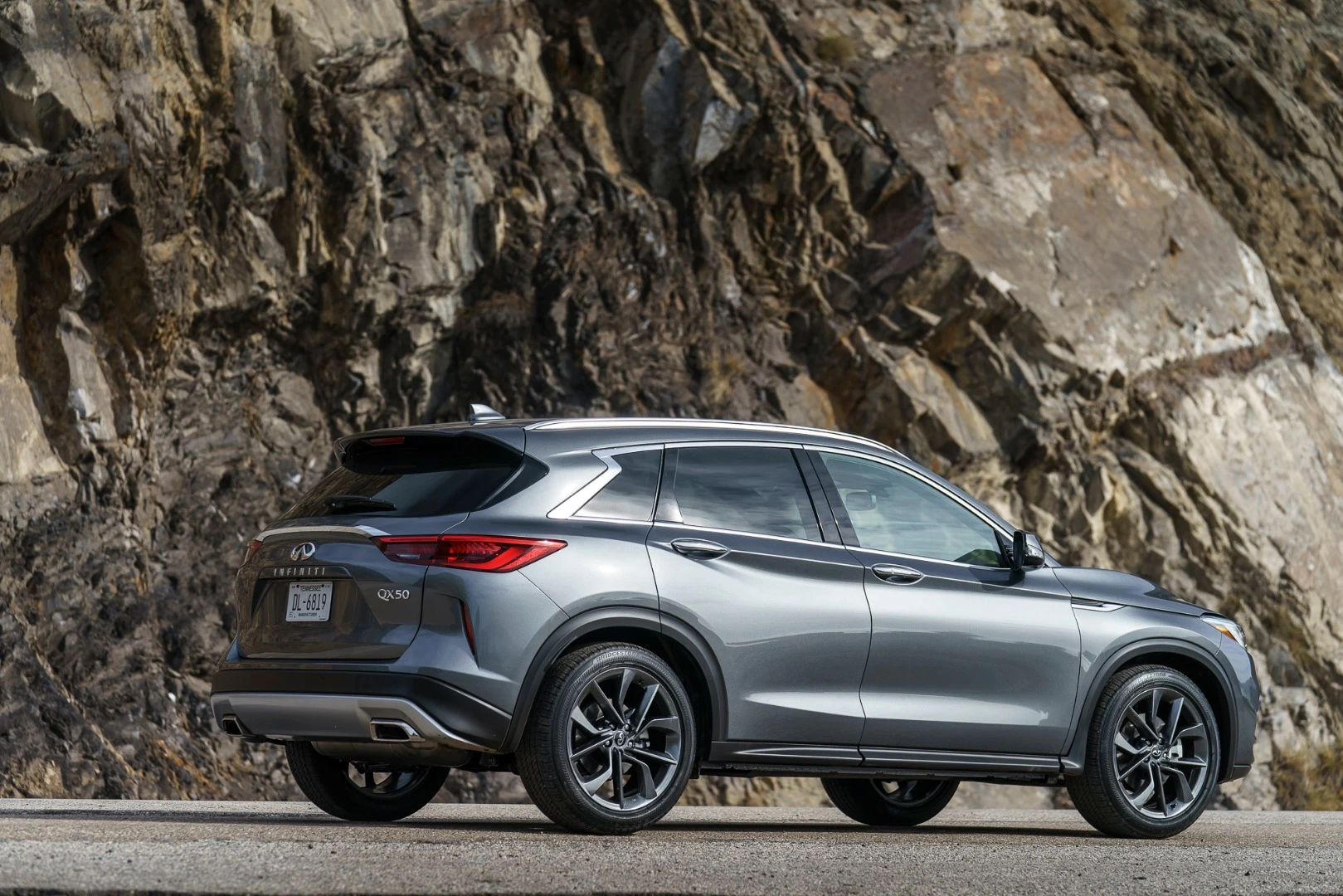 Although the signature Infiniti swoosh-shaped rear pillar is still there, the QX50 now has a larger, wider, and more functional hatch