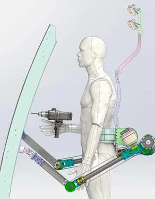 Artists conception of robotic limbs grasping a structure for stability