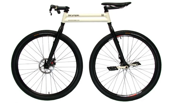 The Bicymple resembles a unicycle with a front wheel and handlebars attached for stability