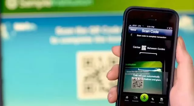 Users of the system get a QR code sent to their phone, which they scan at the ATM