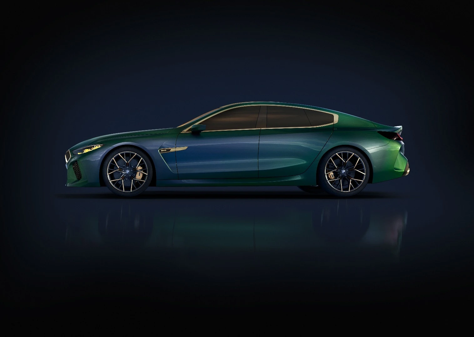 The clean profile of the M8 Gran Coupe creates a classic, derivative design for the car as a whole