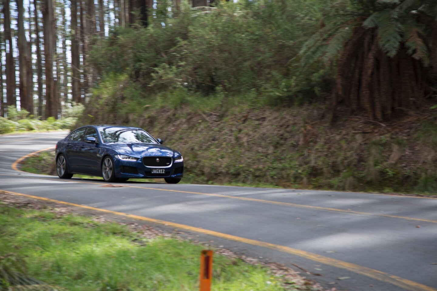The Jaguar XE S on the move