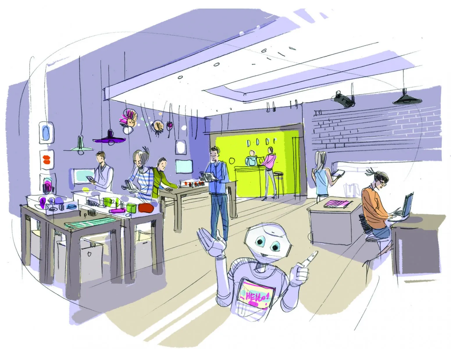 In the Learning area at the Aldebaran Atelier, students can lean and practice their programming skills using Pepper and NAO (Image: Albebaran Robotics.com)