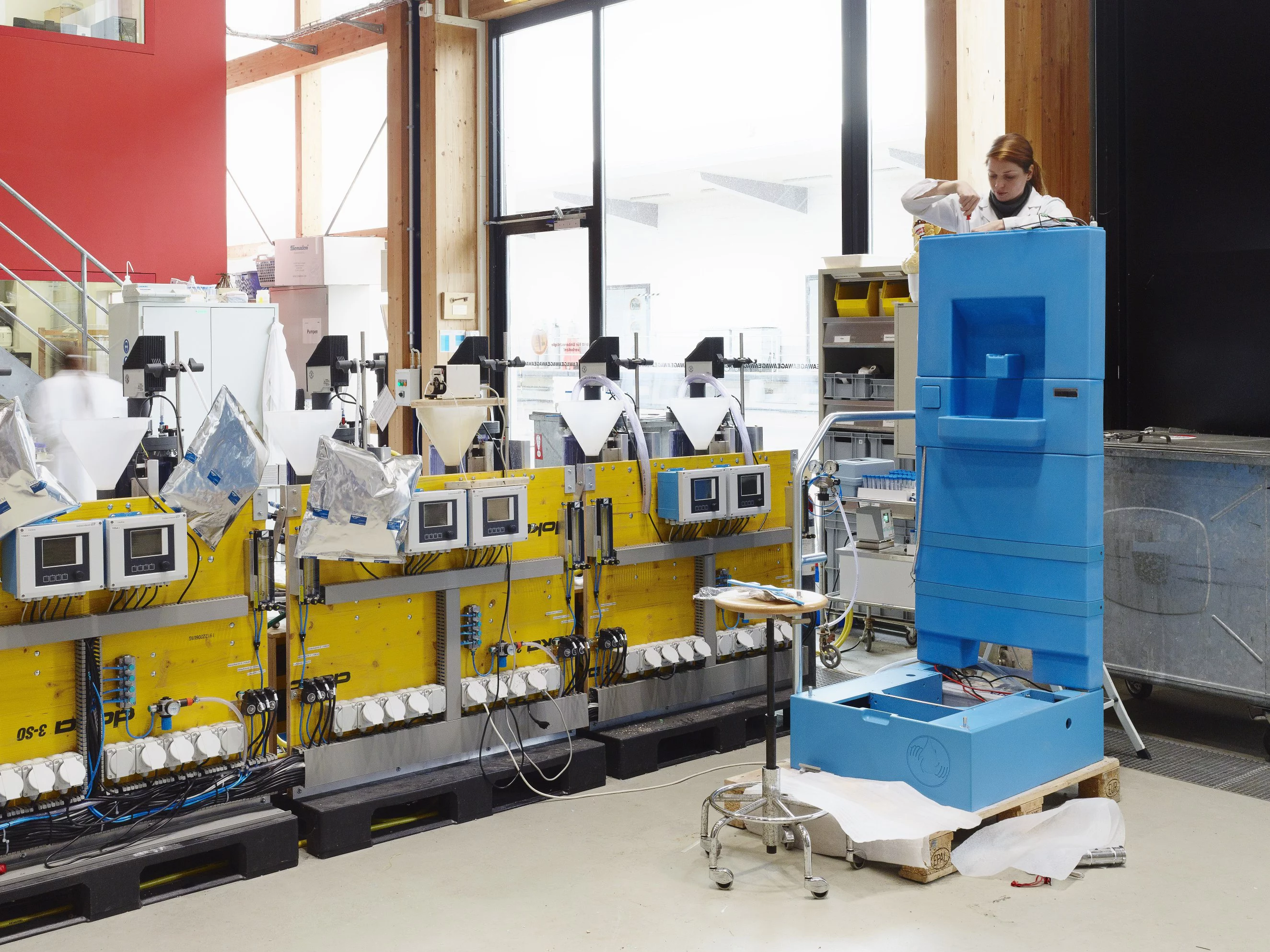 A Blue Diversion toilet being assembled at Eawag