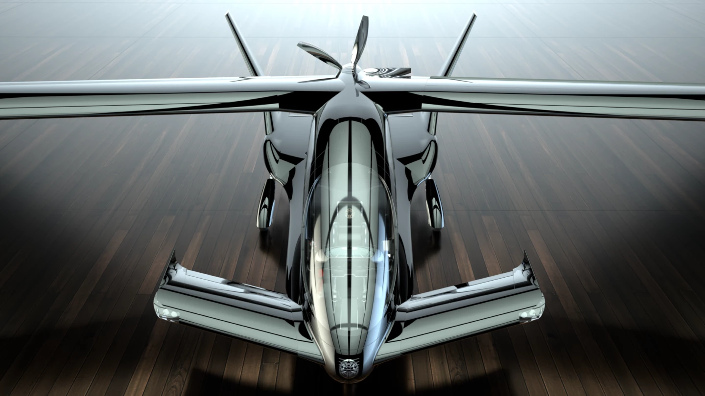 The X5 looks like a totally conventional airplane with its wings closed – if a particularly attractive one