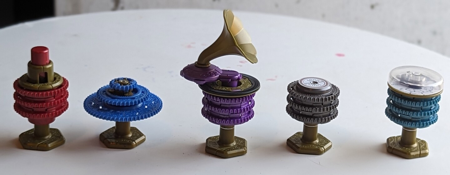 An array of mechanical components designed to communicate electronic concepts